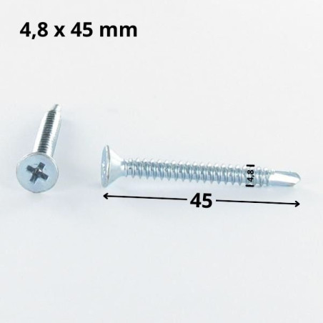 1 x Self Drilling Countersunk Head Phillips 4.8X45 Sheet Metal Thread Zinc Plated