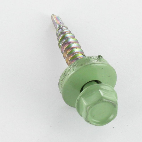 1 x Self Drilling Hexagonal Head 4.8X35 Neoprene Bonded Sealing Washer Epdm Zinc Plated Ral6021/Pale Green