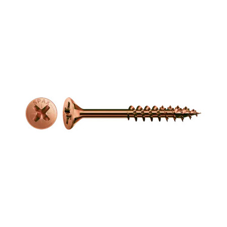 1 x Screw Spax Countersunk Head Pozi N°2 4X50 Thread Length: 22 Partial Thread Bronze finish