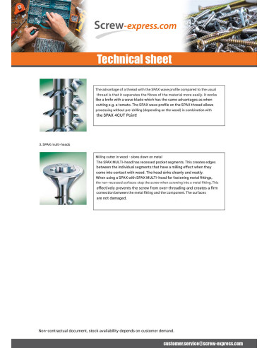 1 x Screw Spax Countersunk Head Pozi PZ2 4X50...