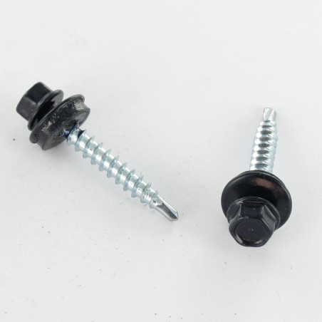 1 x Self Drilling Hexagonal Head 4.8X35 Neoprene Bonded Sealing Washer Epdm Zinc Plated Ral5004/Black Blue