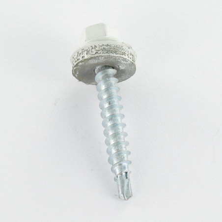 1 x Self Drilling Hexagonal Head 4.8X35 Neoprene Bonded Sealing Washer Epdm Zinc Plated Ral9002/Grey White