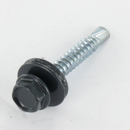 1 x Self Drilling Hexagonal Head 4.8X35 Neoprene Bonded Sealing Washer Epdm Zinc Plated Ral7016/Anthracite Grey