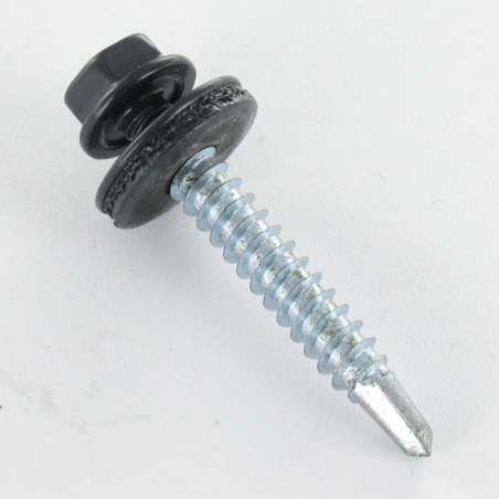 1 x Self Drilling Hexagonal Head 4.8X35 Neoprene Bonded Sealing Washer Epdm Zinc Plated Ral7016/Anthracite Grey