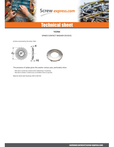 1 x Contact Lock Washer to NICOTS M6 D2 12 Zinc...