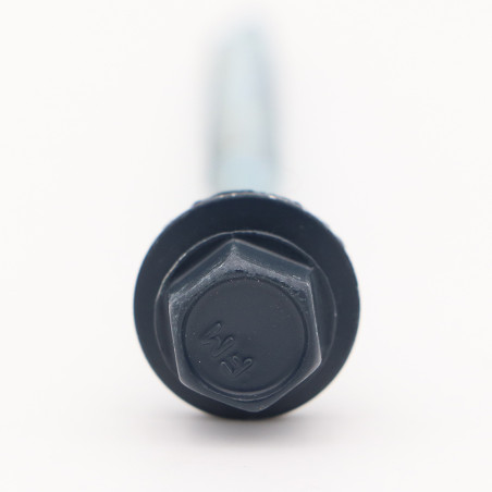 1 x Self Drilling Hexagonal Head 6.3X100 Neoprene Bonded Sealing Washer Epdm Zinc Plated Ral5008/grey bleu