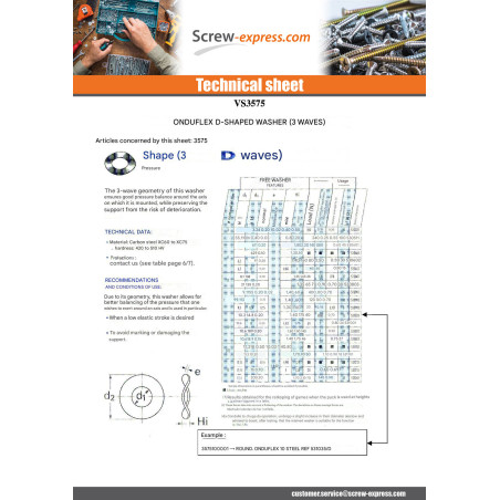 1 x Washer ONDUFLEX M10X19X0.20 Type D 3 Waves