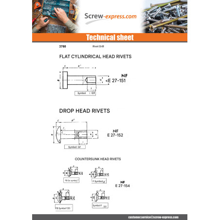 1 x Rivet FORES Zinc Plated Cheese Head 5X38