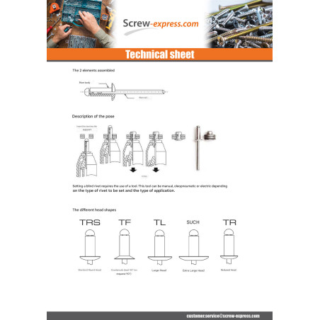 1 x Rivet Blind GOLIGHT ALU/ALU TRS 4X25