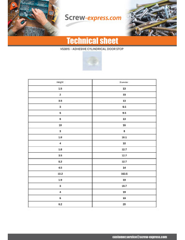 1 x STOP Gate Cylindrical ADHESIVES TRANSP 20X6.2