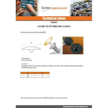 1 x Cap Plastique Phillips Of 2 Ral9002/Grey White Nylon White Grey