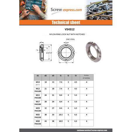 1 x Lock nut to NOTCHES Zinc Plated M17 Pitch 100
