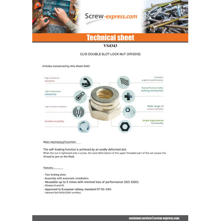 1 x Lock nut Yellow Zinc DAH M14 Pitch 150 Class 10