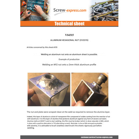 1 x Hexagonal nut M10 Aluminium