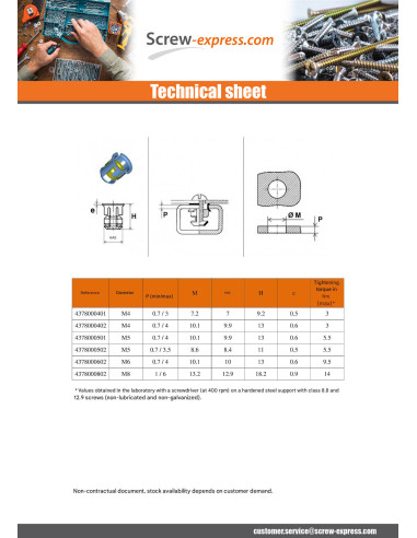 1 x Nut Caged Round M6 Thickness Material 0.7...