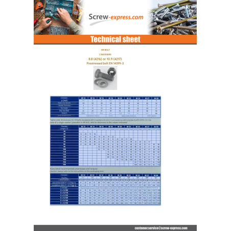 50 x Bolt With Nut High resistance HR M12X70 2 Washer Class 10.9 Hot Dip Galvanized