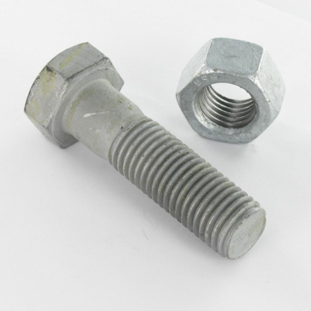 10 x Bolt With Nut Hexagonal Head M24X140 Class 8.8 Sb Hot Dip Galvanized