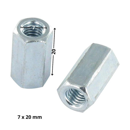 1 x Coupling Nut Hexagonal Female/Female M4 7X20 Thread Length: 20 Zinc Plated
