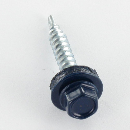 1 x Self Drilling Hexagonal Head 4.8X35 Neoprene Bonded Sealing Washer Epdm Zinc Plated Ral5011/Steel Blue