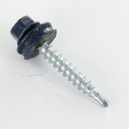 1 x Self Drilling Hexagonal Head 4.8X35 Neoprene Bonded Sealing Washer Epdm Zinc Plated Ral5011/Steel Blue