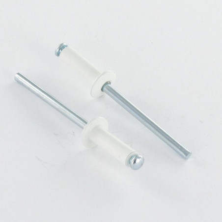 1 x Blind rivets Aluminium Stahlgewinde 4X6 Thickness Of Panel 0.5 For 2 Flat Head Painted White