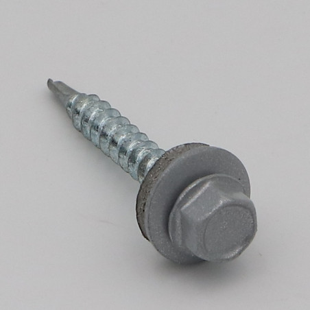 1 x Self Drilling Hexagonal Head 4.8X35 Neoprene Bonded Sealing Washer Epdm Zinc Plated Ral9006/White Aluminium