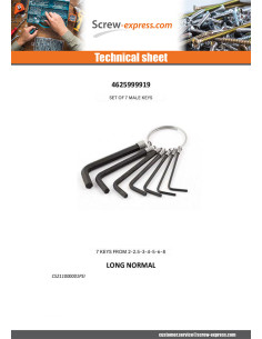 Set of 7 KEYS MALES Hexagon Recess 2 2.5 3 4 5 6 8 2