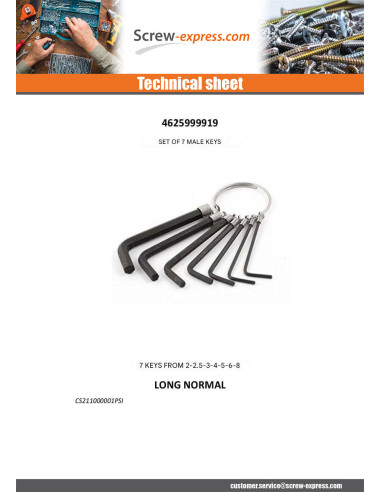 1 x Set of 7 KEYS MALES Hexagon Recess 2 2.5 3...