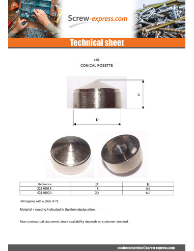 1 x Cover Cap Conical Brass 18 TB4/ 70