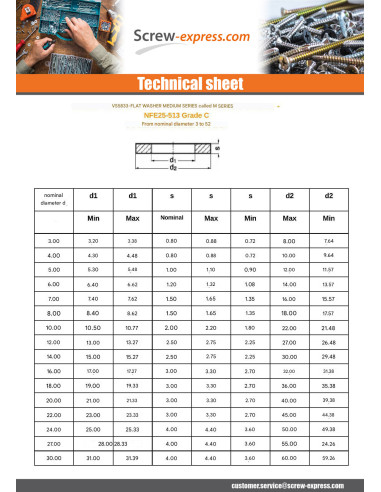 1 x Washer Flat M4X10X0.8 M Brass
