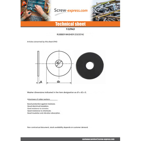 1 x Washer Rubber Black 4(+/-0.35)X10X2.2