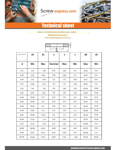 1 x Washer Flat M4X14X0.8 L Nickel Plated Brass