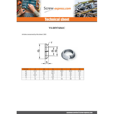 1 x Washer Split Lock Conical M20 Zinc Plated