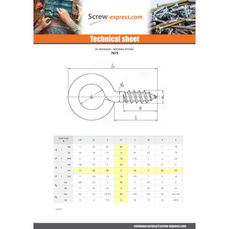 1 x Eye Screws Brass 4X30