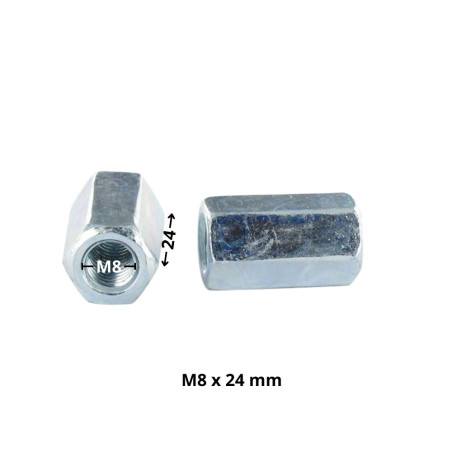 1 x Manchon Hexagonal M8X24 Flatbed 13 Zinc Plated