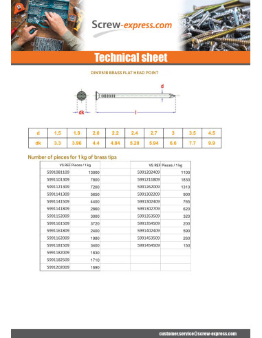 1 x Kg of nails Brass Flat Head 1.3X12