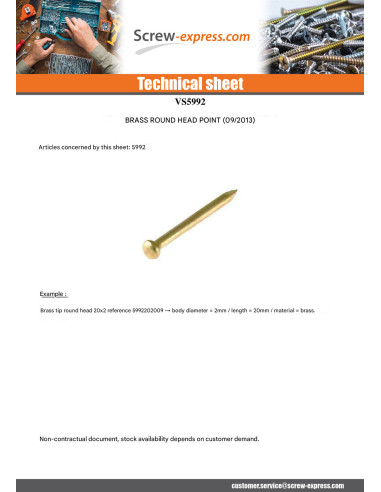 1 x Kg of nails Brass Round Head 2X20 N13