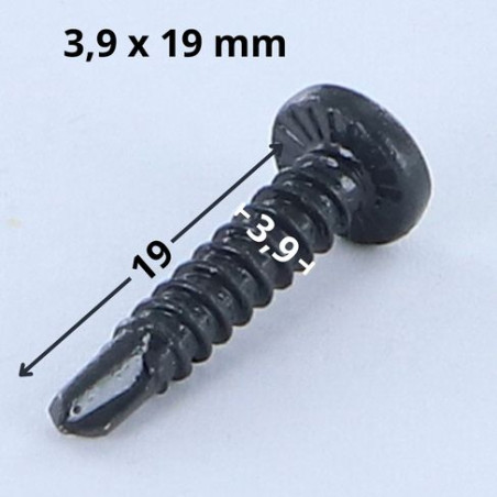 1 x Self Drilling Cylindrical Button Head Phillips 3.9X19 Sheet Metal Thread Zinc Plated LAQ Ral7016/Anthracite Grey