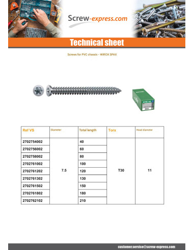 1 x Spax Screw Linch Pin FRAME Plastic 7.5X150...