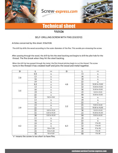 1 x Self Drilling Countersunk Head T20 4.2X32...
