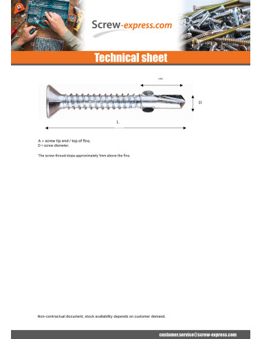 1 x Self Drilling Countersunk Head T20 4.2X32...