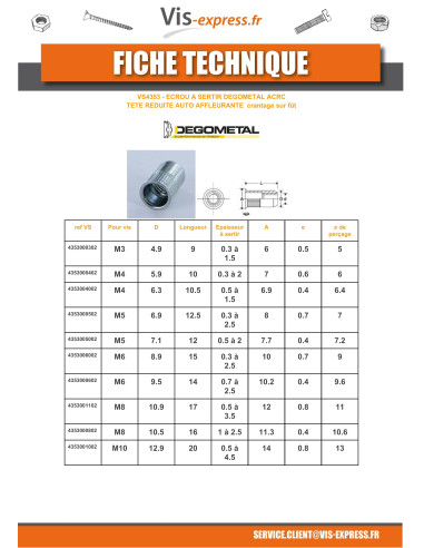 1 x Rivet Nuts ACRC M5X12 Diameter WAS 7.1 Zinc...