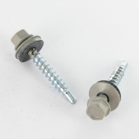 1 x Self Drilling Hexagonal Head 4.8X35 Neoprene Bonded Sealing Washer Epdm Zinc Plated Ral7036/Platunium Grey