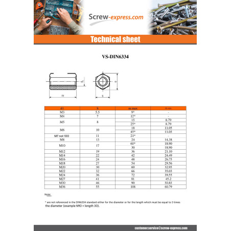 1 x Manchon Hexagonal M18X54 Flatbed 27 Zinc Plated