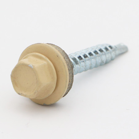 1 x Self Drilling Hexagonal Head 4.8X35 Neoprene Bonded Sealing Washer Epdm Zinc Plated Ral1001/Beige