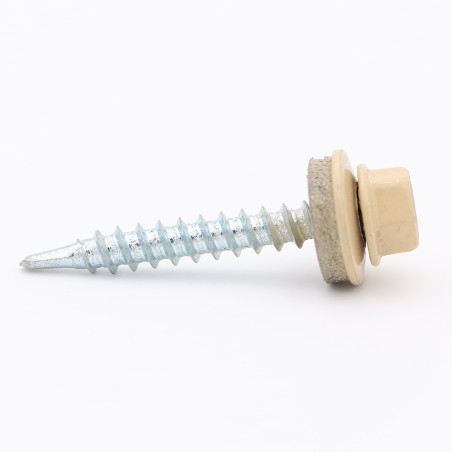 1 x Self Drilling Hexagonal Head 4.8X35 Neoprene Bonded Sealing Washer Epdm Zinc Plated Ral1001/Beige