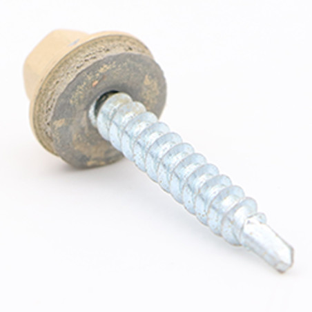 1 x Self Drilling Hexagonal Head 4.8X35 Neoprene Bonded Sealing Washer Epdm Zinc Plated Ral1001/Beige