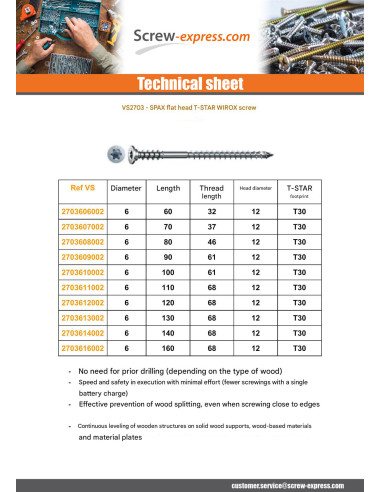 1 x Spax Screw REGULATION Flat Head T-STAR T30...