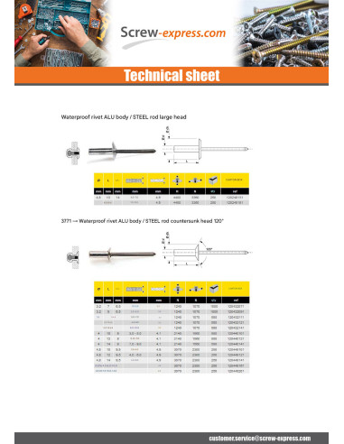 1 x Rivet Sealed Sealed Gostop Aluminum Steel...