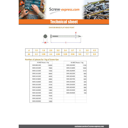 1 x Kg of nails Brass Flat Head 1.3X10